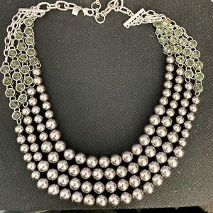 Banana Republic faux black pearl necklace, multi strand.